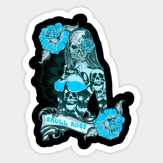 Skull Rose Sticker by gblackid